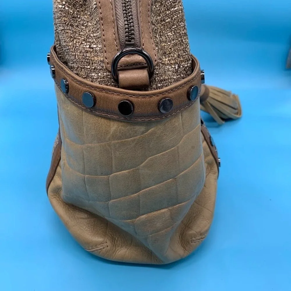 Isabella Fiore Brown Studded Hobo Shoulder Bag Purse Boho‎ Y2K